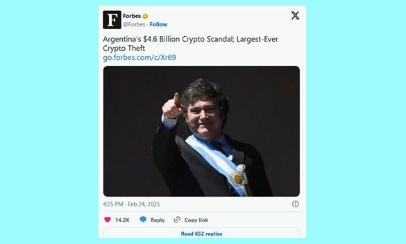 Forbes dice que el caso Libra de Milei es el robo más grande de la historia